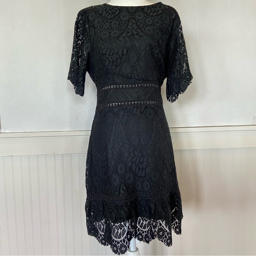 Whimsigoth Dark Fairy Black Lace Dress Sz L